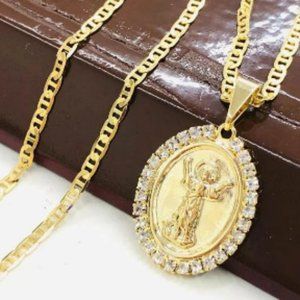 14K Gold Filled Divino Nino Necklace for Ladies Girls Boys 18" Everyday Necklace